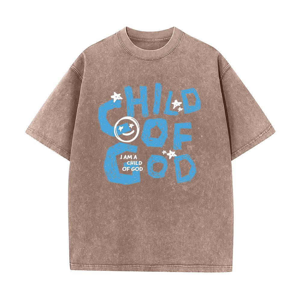 Christianartworkshop Child of God Unisex Washed T-Shirt - Coffee - 5XL - image 6