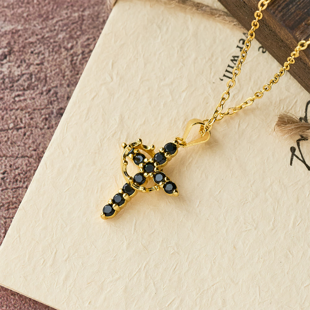 Christianartworkshop Faith - Symbol Cross Necklace with Monthly Birthstone Accents - Black - image 18