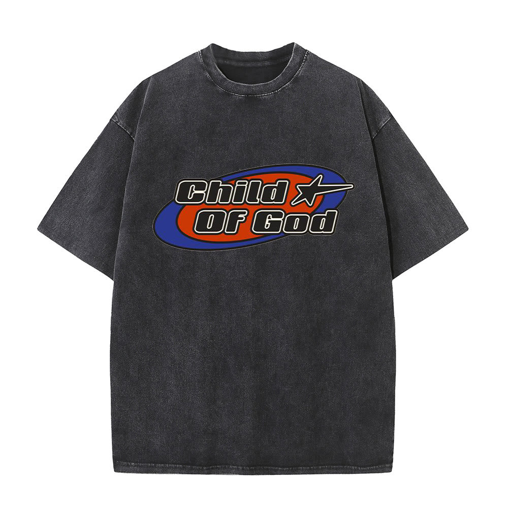 Christianartworkshop Child of God Graphic Unisex Washed T-Shirt - Black - 5XL - image 1
