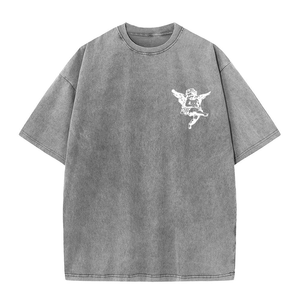 Christianartworkshop Inspired Blessed T-Shirt with Cherub Design Unisex Washed T-Shirt - image 9