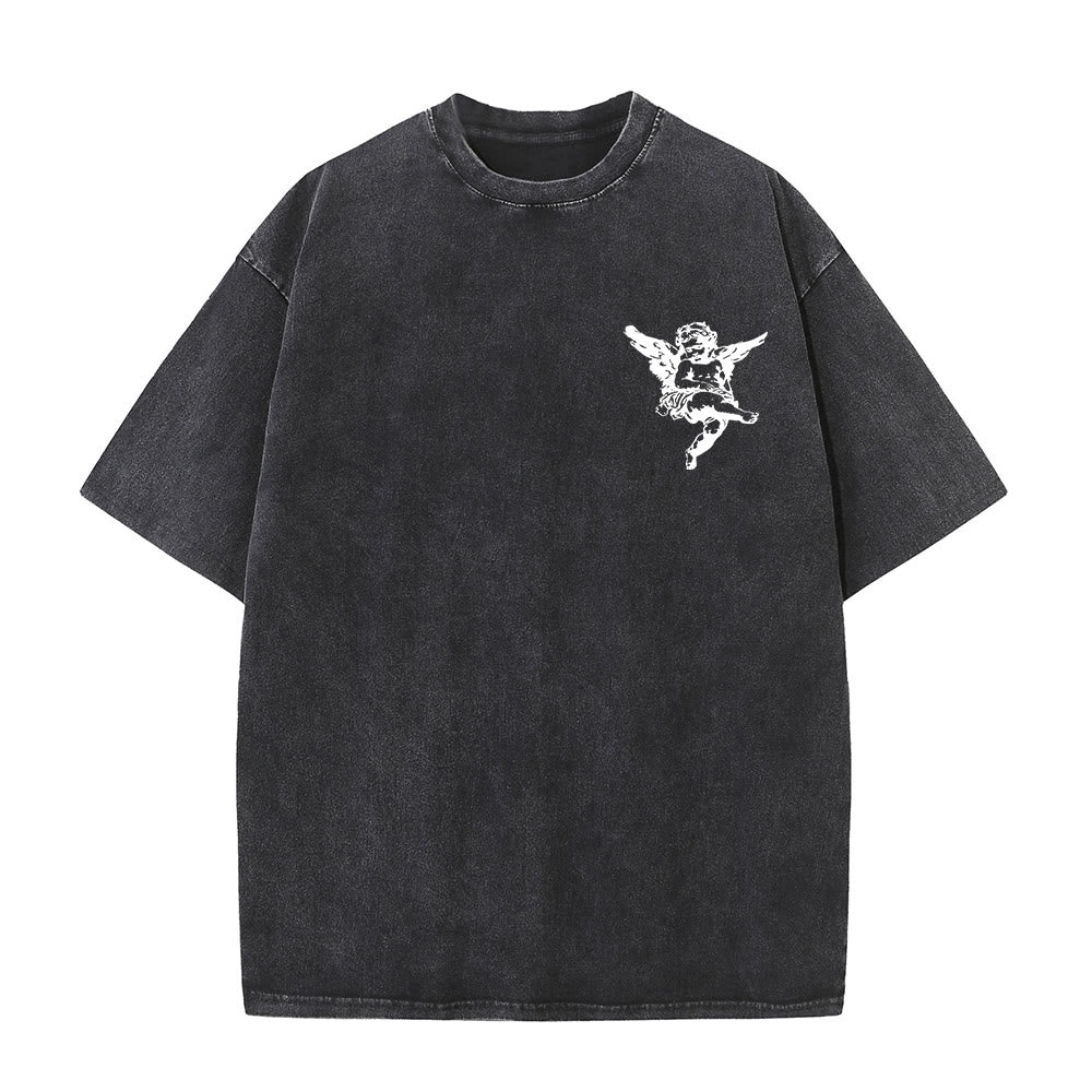 Christianartworkshop Inspired Blessed T-Shirt with Cherub Design Unisex Washed T-Shirt - image 3