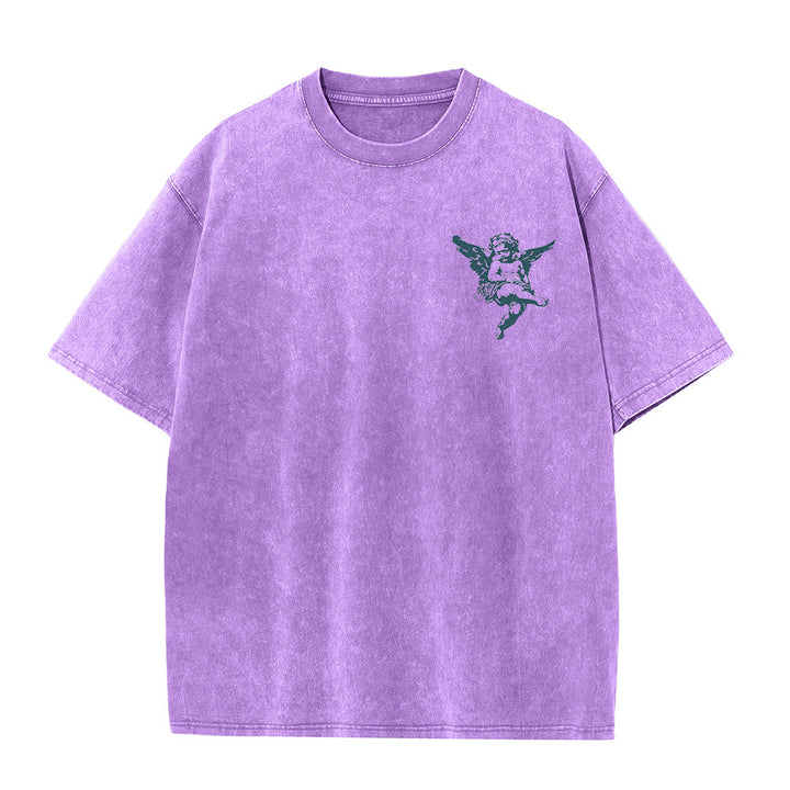 Christianartworkshop Inspired Blessed T-Shirt with Cherub Design Unisex Washed T-Shirt - image 15
