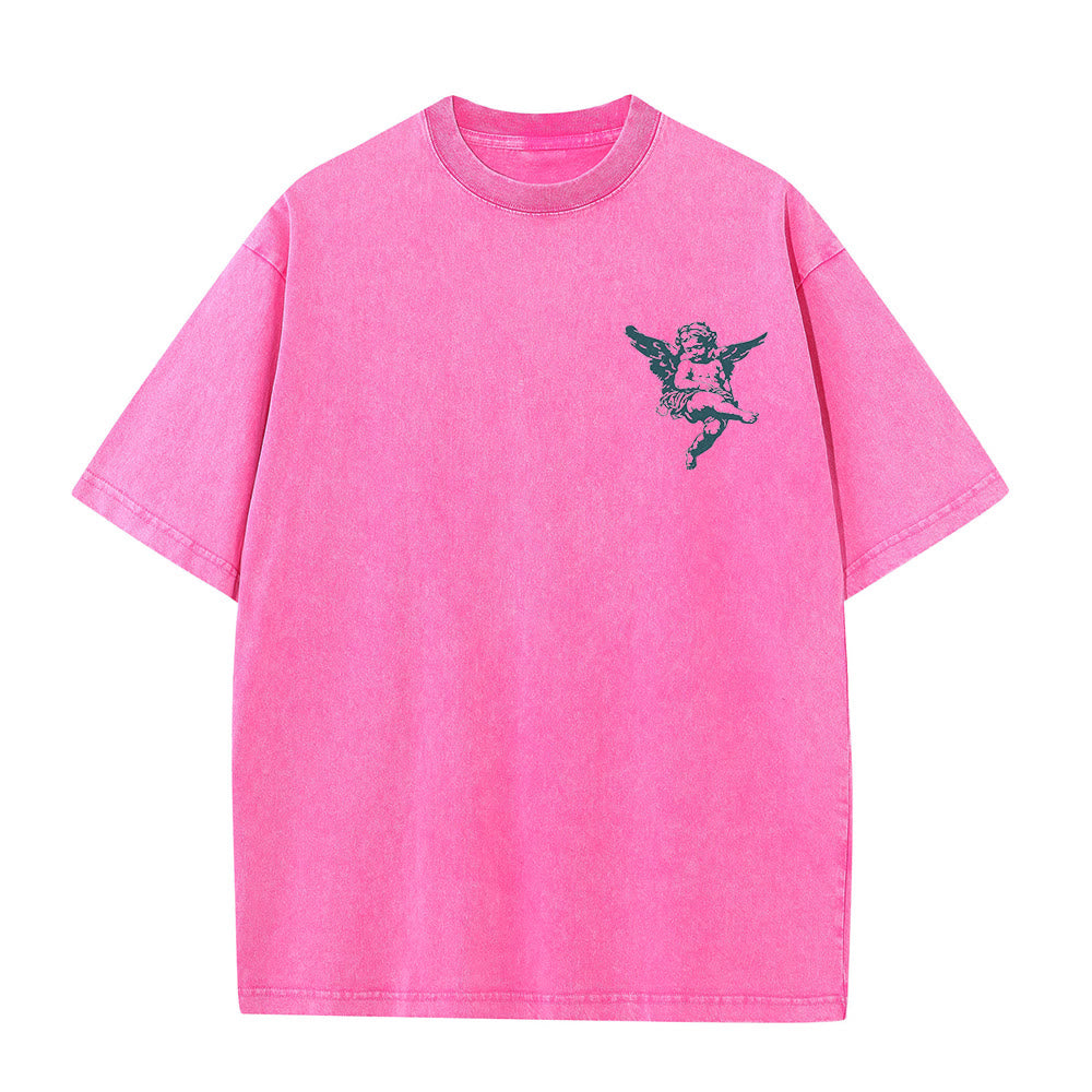 Christianartworkshop Inspired Blessed T-Shirt with Cherub Design Unisex Washed T-Shirt - image 13