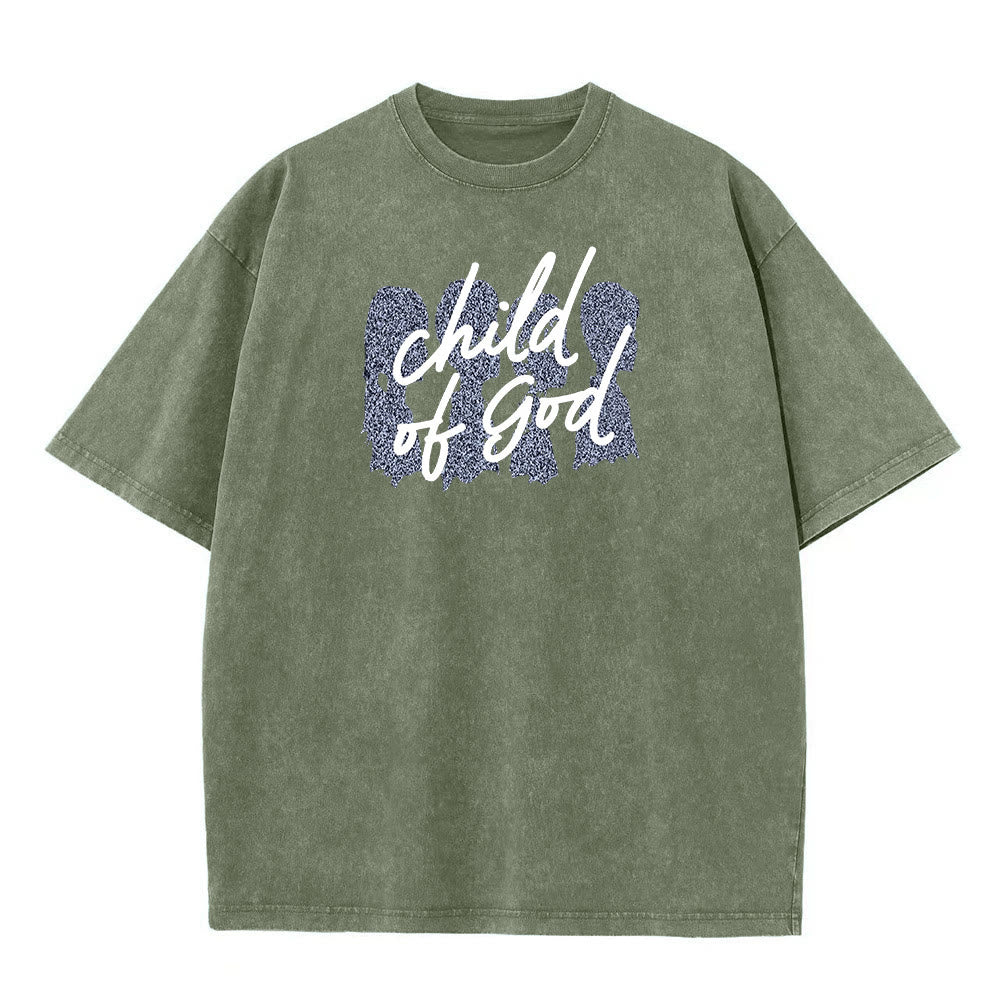 Christianartworkshop Child of God Unisex Washed T-Shirt - Army Green - 5XL - image 2