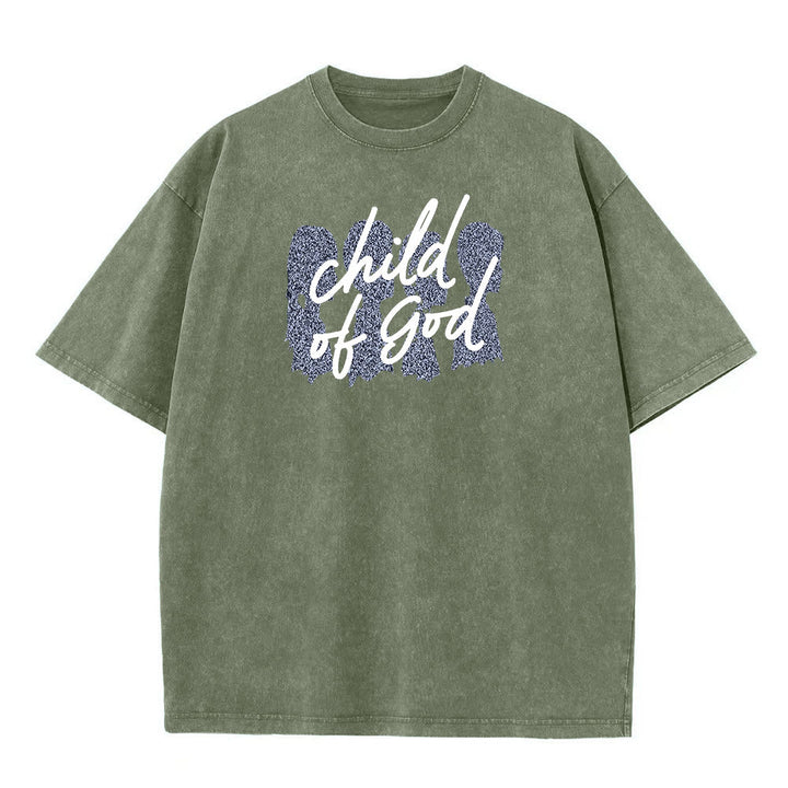 Christianartworkshop Child of God Unisex Washed T-Shirt - Army Green - 5XL - image 2