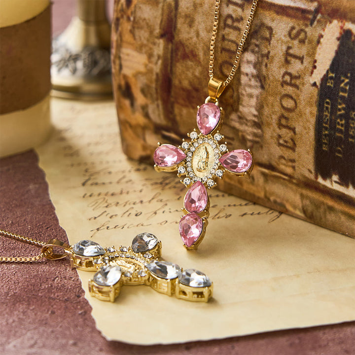 Christianartworkshop Diamond Virgin Mary Cross Necklace - image 3