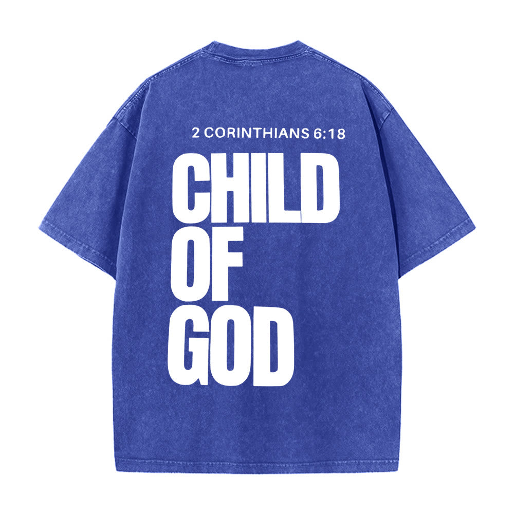 Christianartworkshop Minimalist Child of God Unisex Washed T-Shirt: Bold Faith in Clean Design - Blue - 5XL - image 6