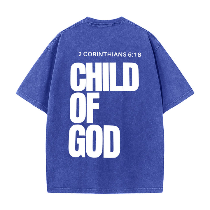 Christianartworkshop Minimalist Child of God Unisex Washed T-Shirt: Bold Faith in Clean Design - Blue - 5XL - image 6