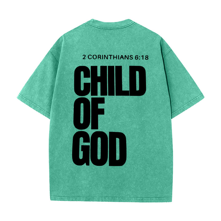 Christianartworkshop Minimalist Child of God Unisex Washed T-Shirt: Bold Faith in Clean Design - Green - 5XL - image 14