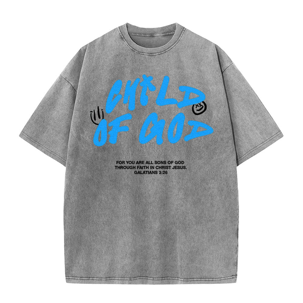 Christianartworkshop Vibrant Graffiti Style Child of God Unisex Washed T-Shirt - Grey - 5XL - image 3