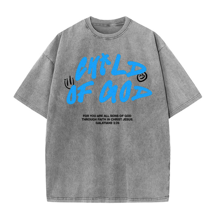 Christianartworkshop Vibrant Graffiti Style Child of God Unisex Washed T-Shirt - Grey - 5XL - image 3