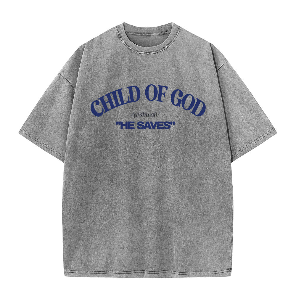 Christianartworkshop Classic Style He Save Child of God Unisex Washed T-Shirt - Grey - 5XL - image 2