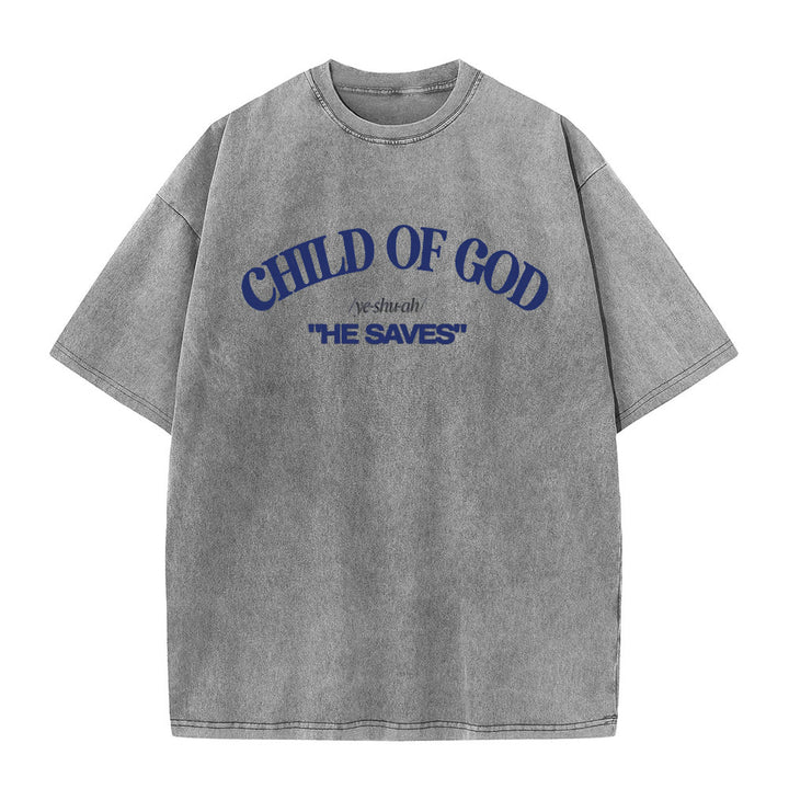 Christianartworkshop Classic Style He Save Child of God Unisex Washed T-Shirt - Grey - 5XL - image 2
