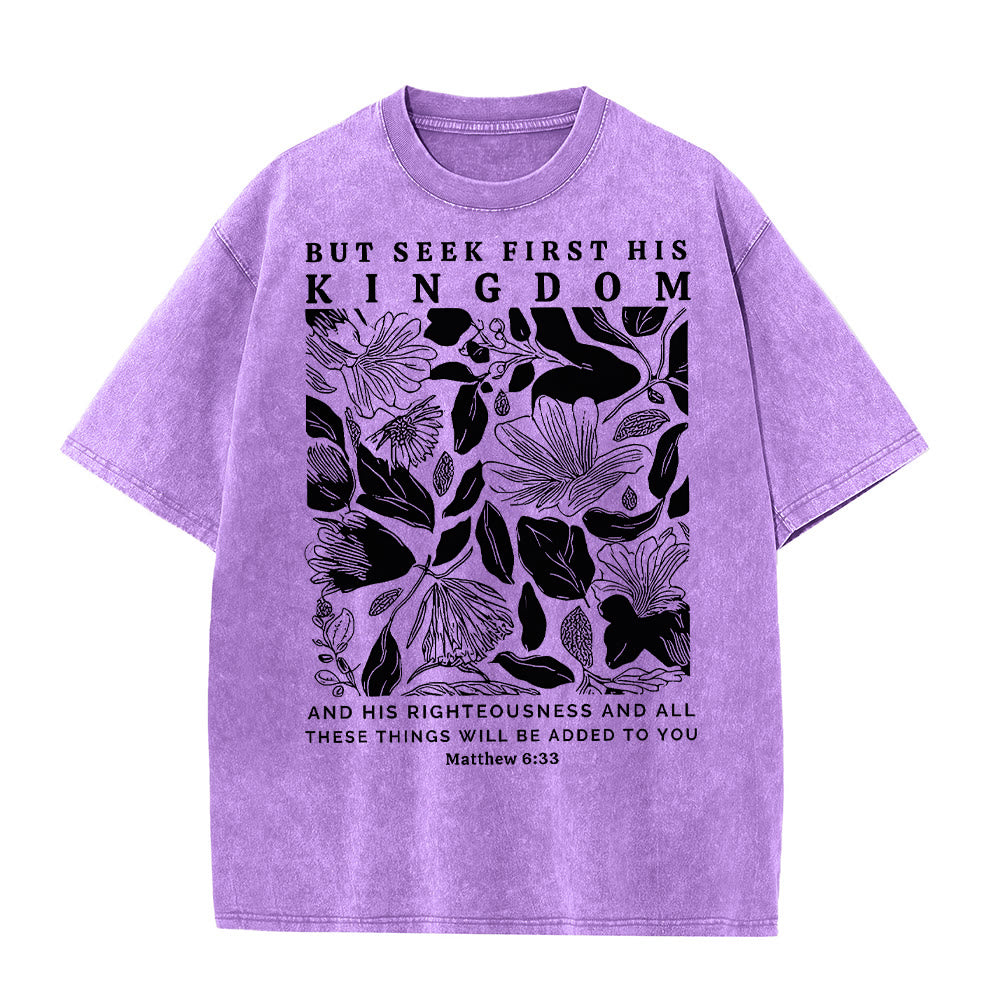 Christianartworkshop But Seek First His Kingdom Unisex Washed T-Shirt - Purple - 5XL - image 10