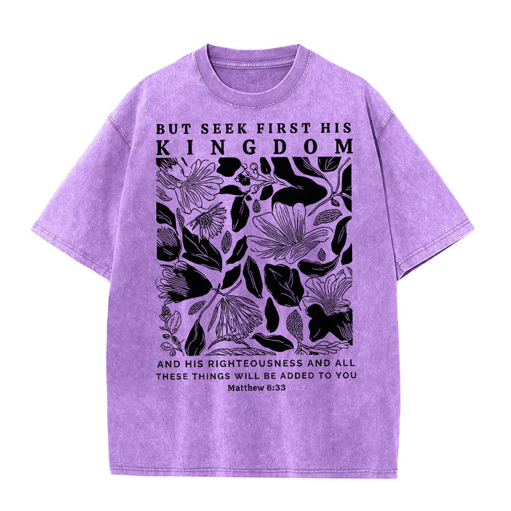 Christianartworkshop But Seek First His Kingdom Unisex Washed T-Shirt - Purple - 5XL - image 10