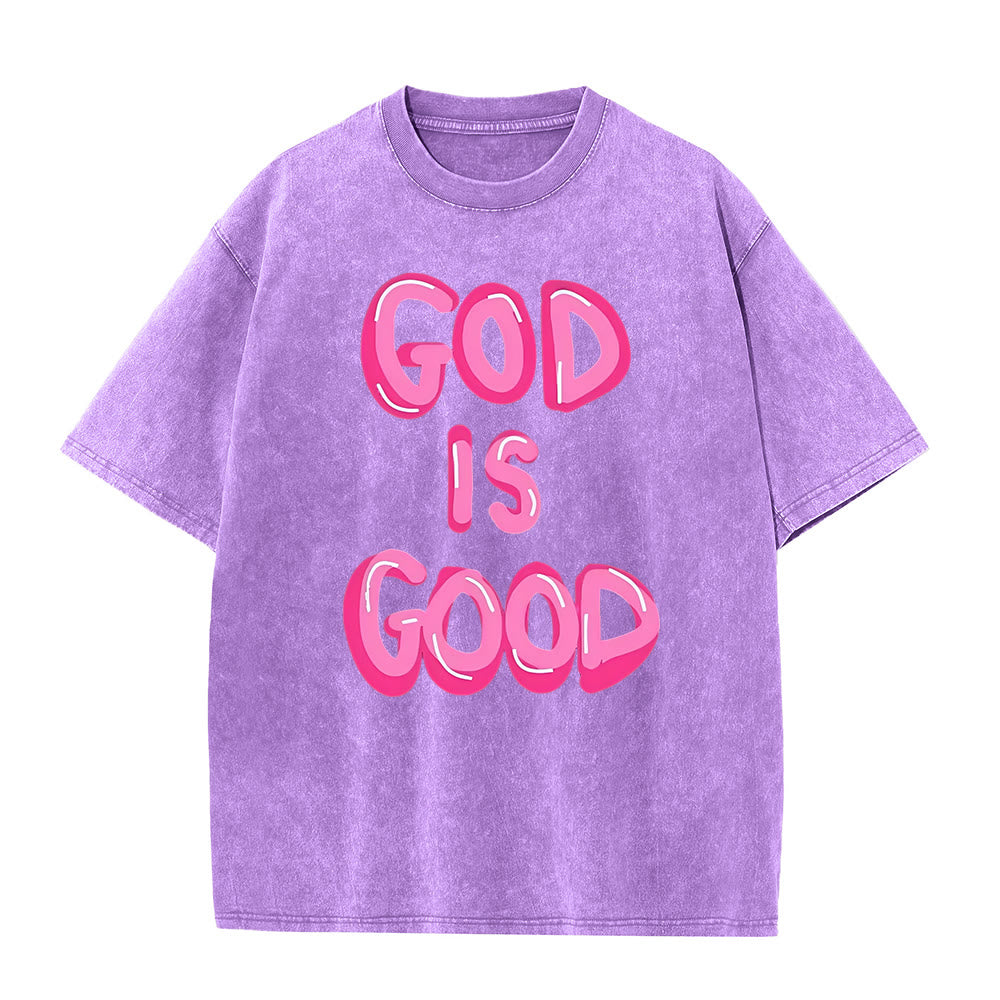 Christianartworkshop God Is Good Unisex Washed T-Shirt - Purple - 5XL - image 5