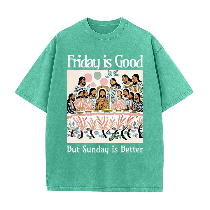Christianartworkshop Friday Is Good Colorful Washed T-shirt - Green - 5XL - image 5