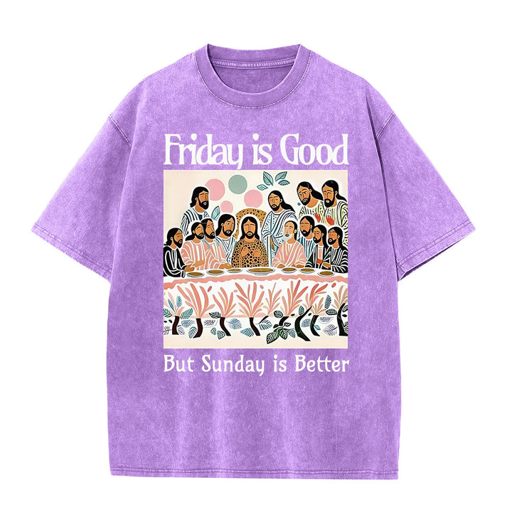 Christianartworkshop Friday Is Good Colorful Washed T-shirt - Purple - 5XL - image 2