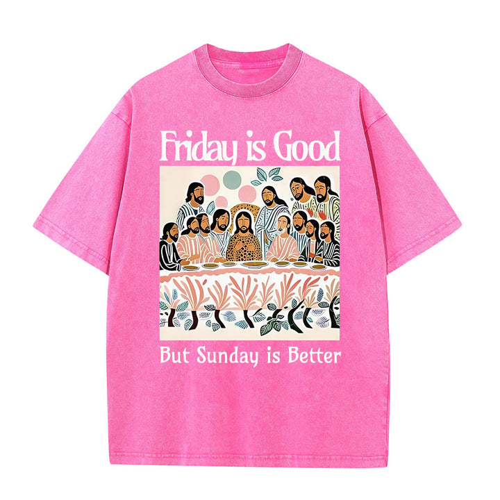 Christianartworkshop Friday Is Good Colorful Washed T-shirt - Pink - 5XL - image 6