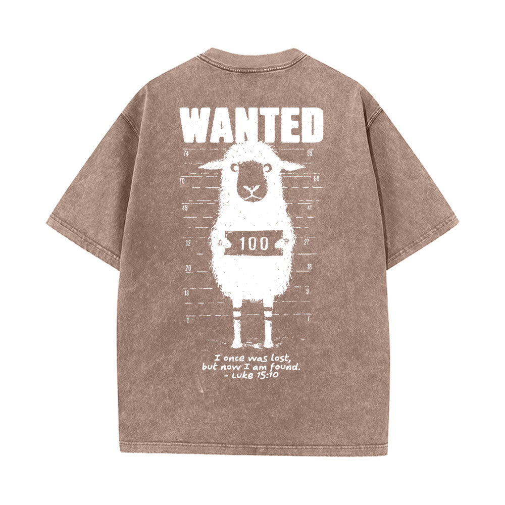 Christianartworkshop Wanted Sheep Unisex Washed T-shirt - Coffee - 5XL - image 16