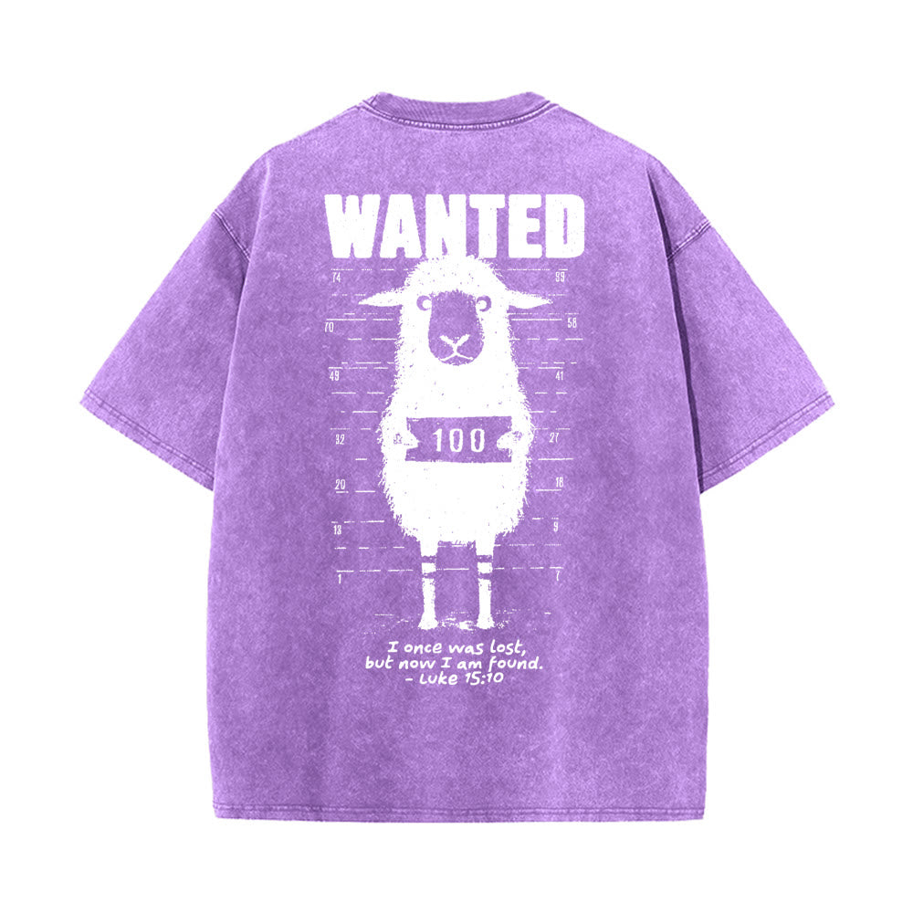 Christianartworkshop Wanted Sheep Unisex Washed T-shirt - Purple - 5XL - image 10