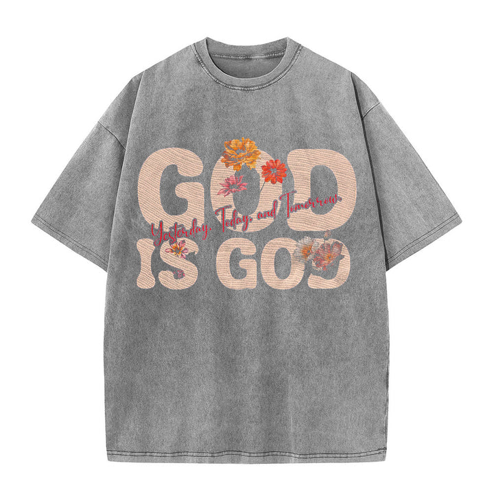 Christianartworkshop God Is God Unisex Washed T-shirt - Grey - 5XL - image 5