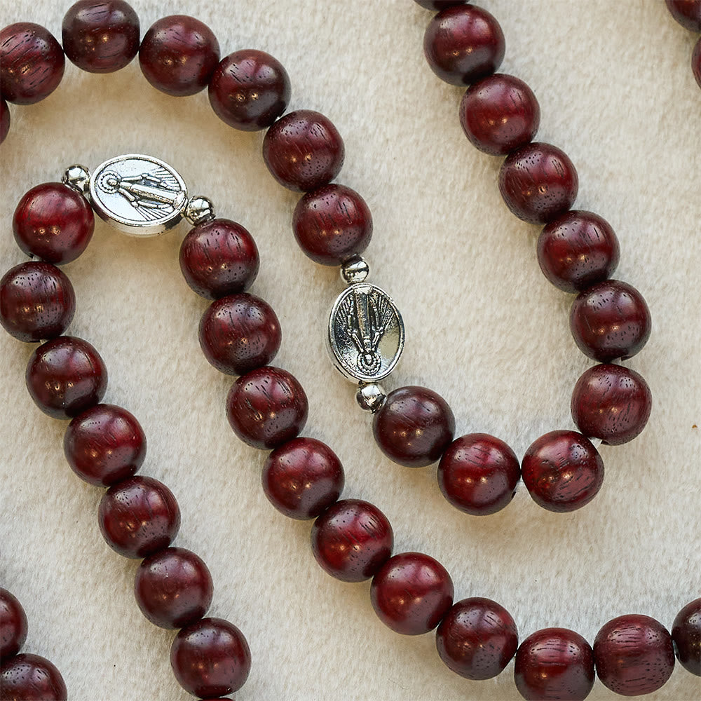 Christianartworkshop St. Benedict & Miraculous Medal Wooden Bead Dual Guardian Bracelet - image 12