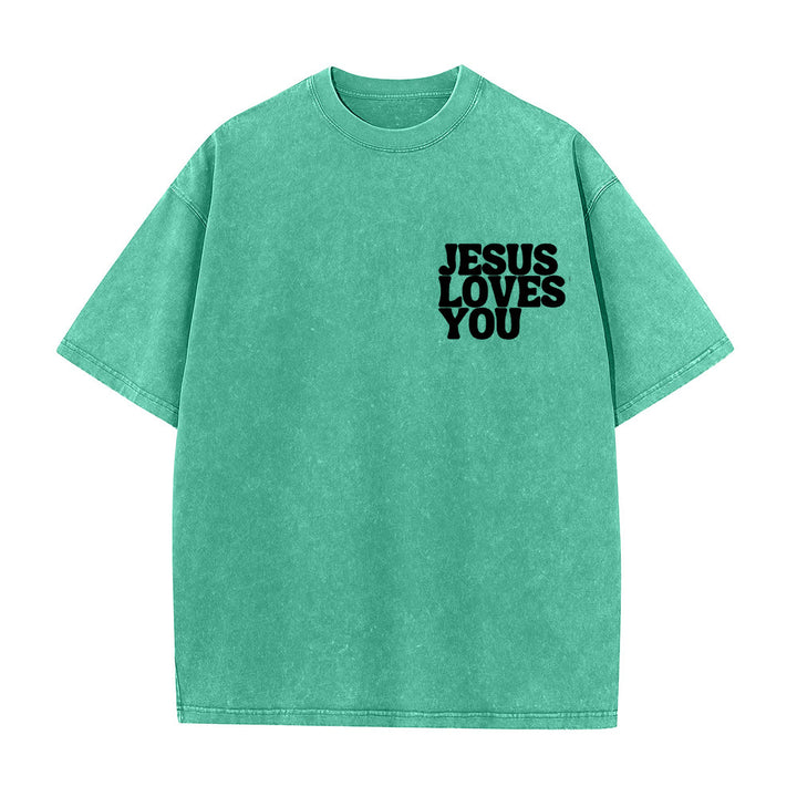 Christianartworkshop Good News Jesus Loves You Unisex Washed T-shirt - image 10