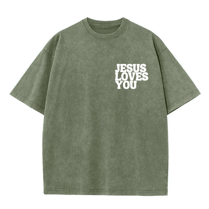 Christianartworkshop Good News Jesus Loves You Unisex Washed T-shirt - image 12