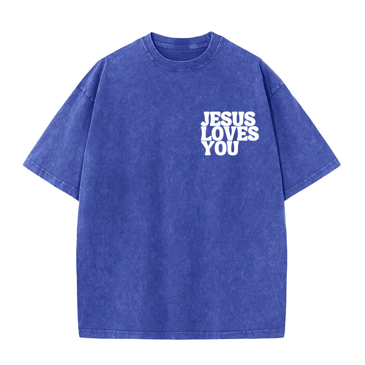 Christianartworkshop Good News Jesus Loves You Unisex Washed T-shirt - image 5