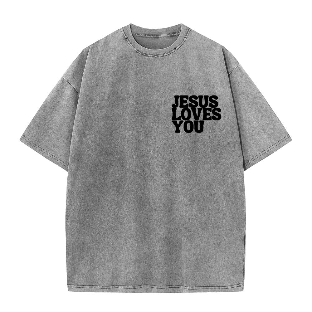 Christianartworkshop Good News Jesus Loves You Unisex Washed T-shirt - image 14