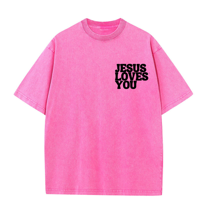 Christianartworkshop Good News Jesus Loves You Unisex Washed T-shirt - image 8