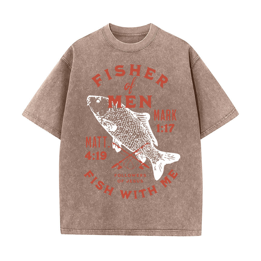 Christianartworkshop Followers of Jesus Fisher of Men Unisex Washed T-Shirt - Coffee - 5XL - image 8