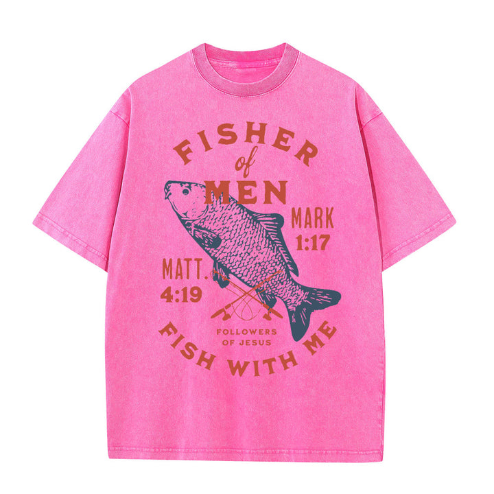 Christianartworkshop Followers of Jesus Fisher of Men Unisex Washed T-Shirt - Pink - 5XL - image 10