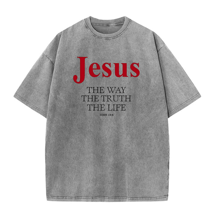 Christianartworkshop Jesus The Way The Truth The Life Unisex Washed T - Shirt - Grey - 5XL - image 3