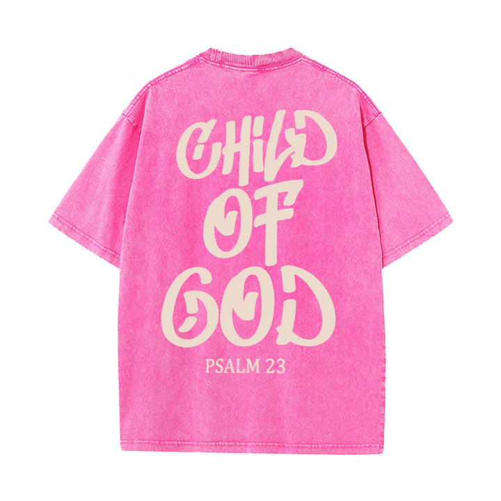 Christianartworkshop Chic Spiritual Child of God Psalm 23 Unisex Washed T-Shirt - Pink - 5XL - image 16