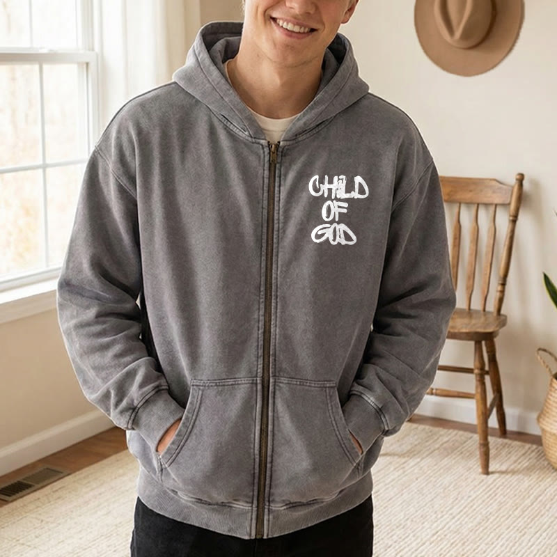 Christianartworkshop Child of God Zip-Up Hooded Jacket: Psalm 23 Comfort Statement - image 2