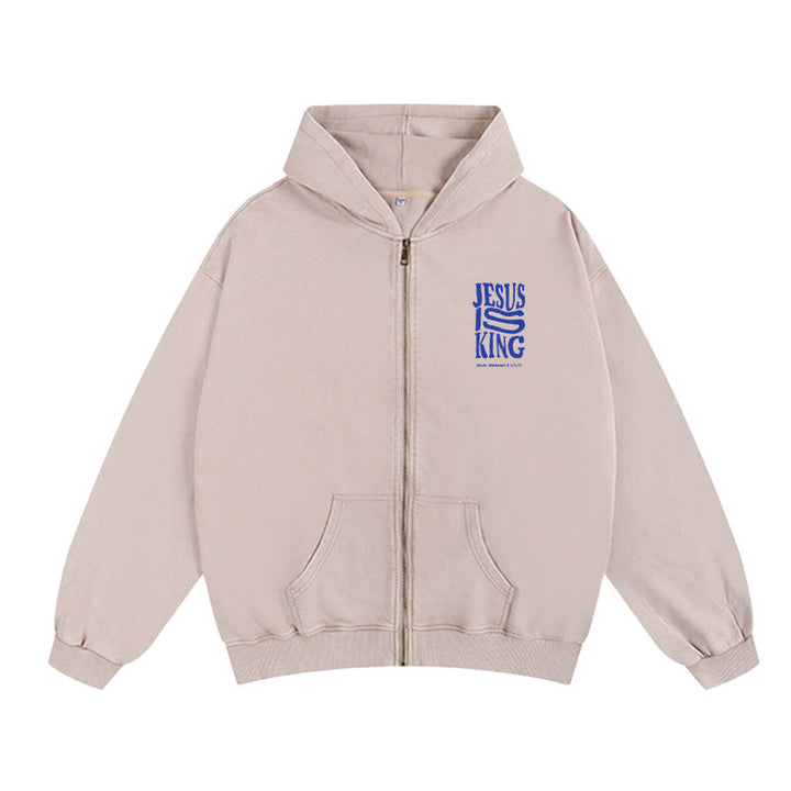Christianartworkshop Jesus Is King Zip-Up Hooded Jacket: Philippians 2:10-11 Faith Statement - image 4