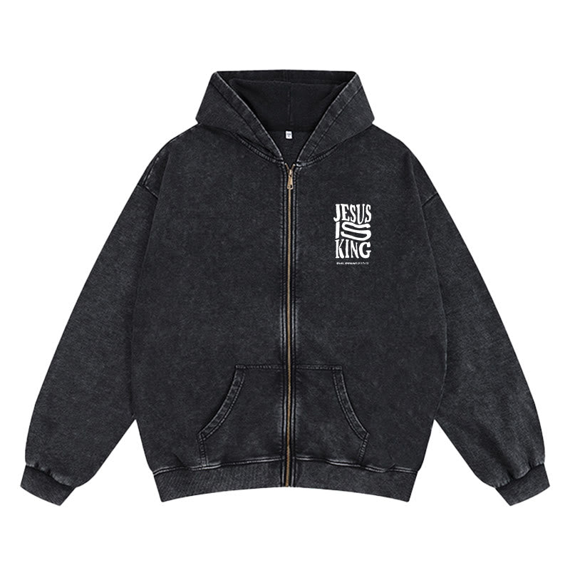 Christianartworkshop Jesus Is King Zip-Up Hooded Jacket: Philippians 2:10-11 Faith Statement - image 8