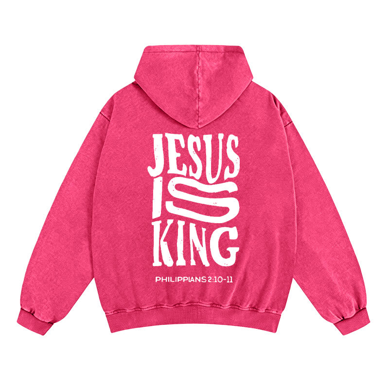 Christianartworkshop Jesus Is King Zip-Up Hooded Jacket: Philippians 2:10-11 Faith Statement - Rose - 2XL - image 14