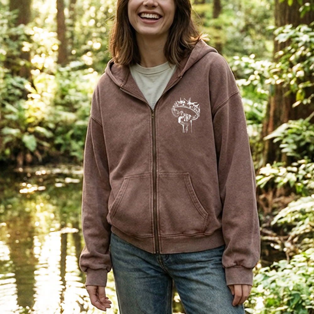 Christianartworkshop Jesus is King Zip-Up Hooded Jacket: Stylish Faith with Revelation 22:13 - image 13