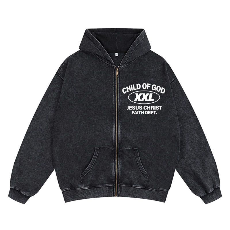 Christianartworkshop Child of God Identity Zip-Up Hooded Jacket: Merge Faith & Street-Style Expression - Black - 2XL - image 5