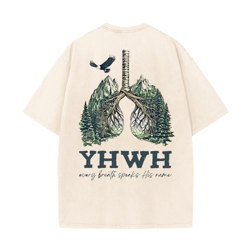 Christianartworkshop Every Breath Speaks His Name Unisex Washed T-shirt - Apricot - 5XL - image 8