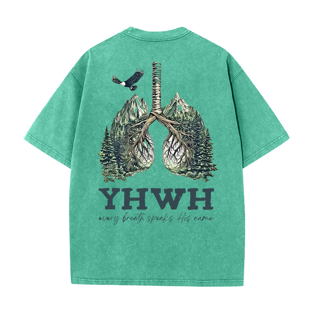 Christianartworkshop Every Breath Speaks His Name Unisex Washed T-shirt - Green - 5XL - image 2