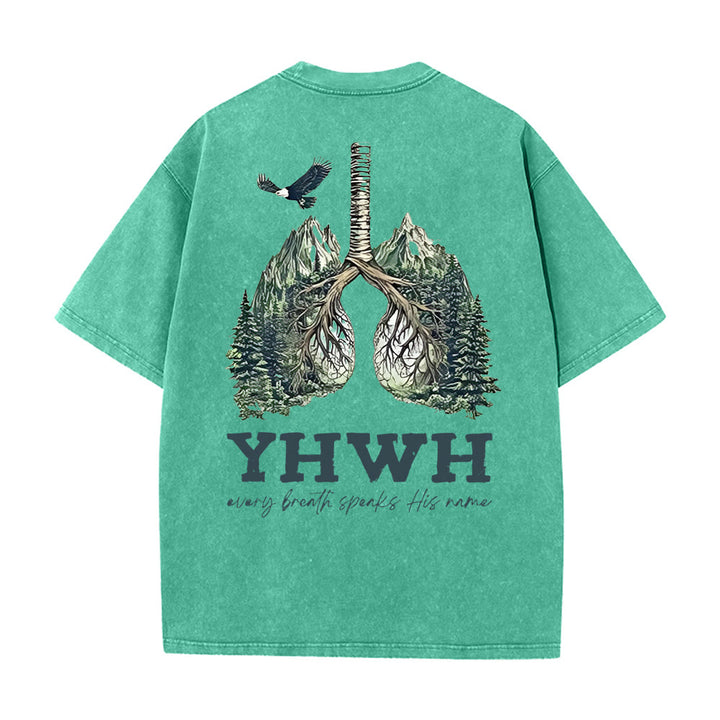 Christianartworkshop Every Breath Speaks His Name Unisex Washed T-shirt - Green - 5XL - image 2