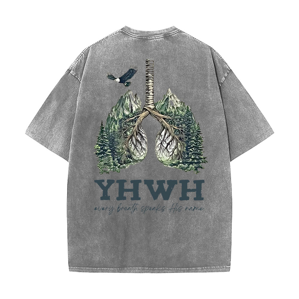 Christianartworkshop Every Breath Speaks His Name Unisex Washed T-shirt - Grey - 5XL - image 10
