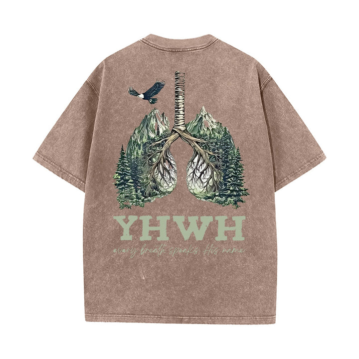 Christianartworkshop Every Breath Speaks His Name Unisex Washed T-shirt - Coffee - 5XL - image 14