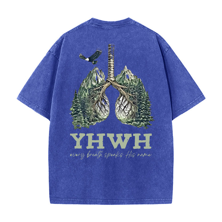 Christianartworkshop Every Breath Speaks His Name Unisex Washed T-shirt - Blue - 5XL - image 4