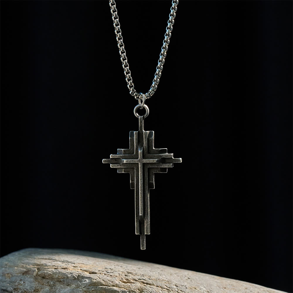Christianartworkshop Structured Alloy Cross Necklace: Modern Layered Faith Jewelry - image 3