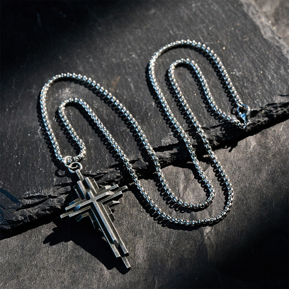 Christianartworkshop Structured Alloy Cross Necklace: Modern Layered Faith Jewelry - image 5